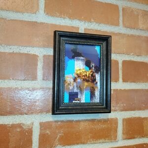 8 Bit September 11th Twin Towers Framed Mini Art Print Lo-fi Pixel Art